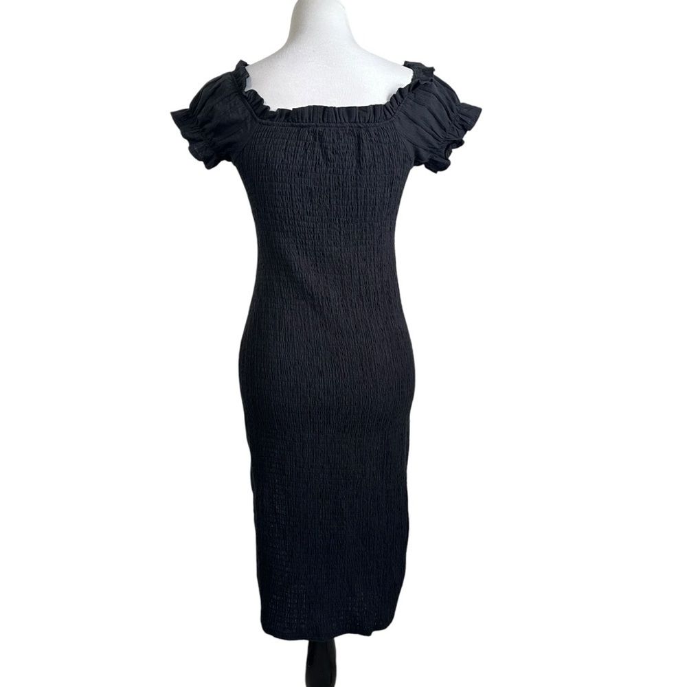 Urban Outfitters Kiss The Sky Bardot Off-The-Shoulder Midi Dress Sz Large Black - Picture 4 of 10